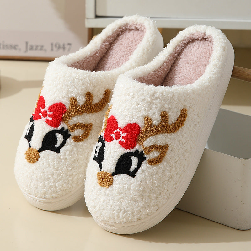 Christmas Home Slippers Cute Cartoon Santa Claus Cotton Slippers For Women And Men Couples Winter Warm Furry Shoes Christmas Home Slippers Cute Cartoon Santa Claus Cotton Slippers For Women And Men Couples Winter Warm Furry Shoes